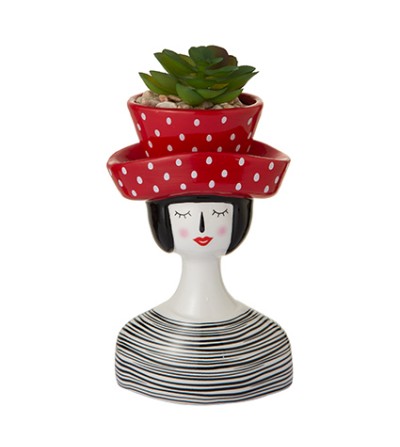 Pop Girl cappello rosso vaso con pianta piccola - Montemaggi